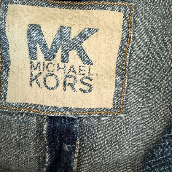 Michael Kors Womens Military Denim Jacket Blue Medium Wash Button Up Coat Size M - Picture 8 of 16
